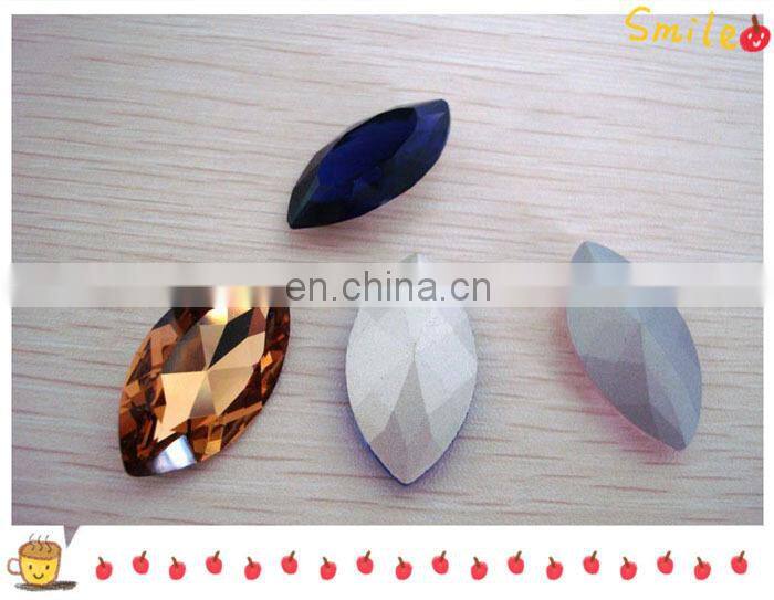 Horse eye shape bule color crystal fancy stones with point back
