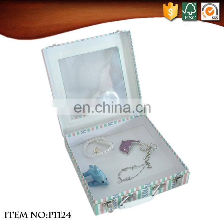 Best quality simple style paper children suitcase box with metal lock