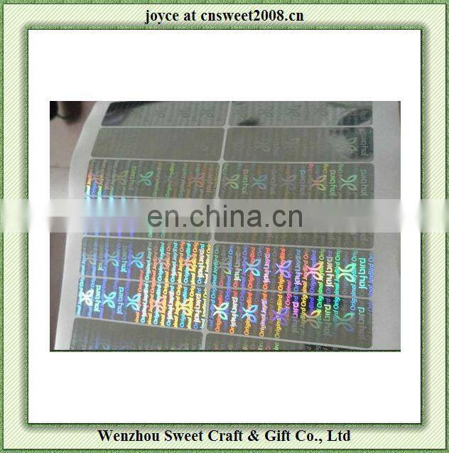 transparent laser stickers/hologram sticker