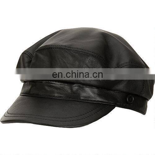 Custom Black Genuine Leather HAT CAP