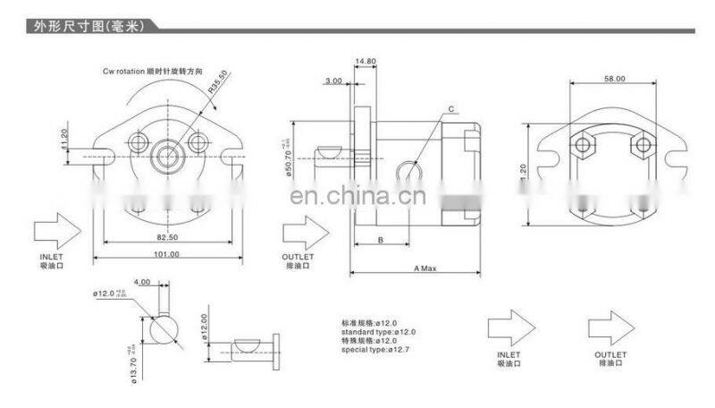 Taiwan HYDROMAX HGP-1A-F4R HGP-1A-F3R HGP-1A-F2R F1R Hydraulic Gear Pump