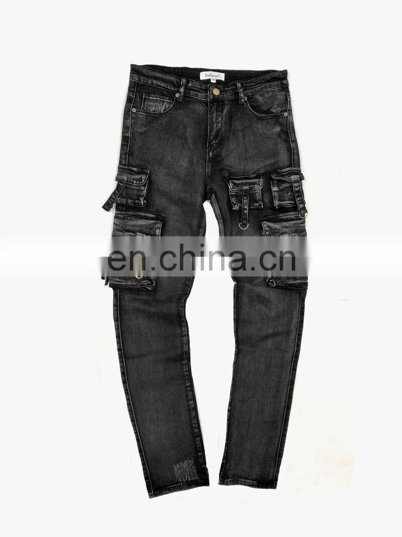 DiZNEW OEM High Quality USA Streetwear Black Denim Jeans For Men