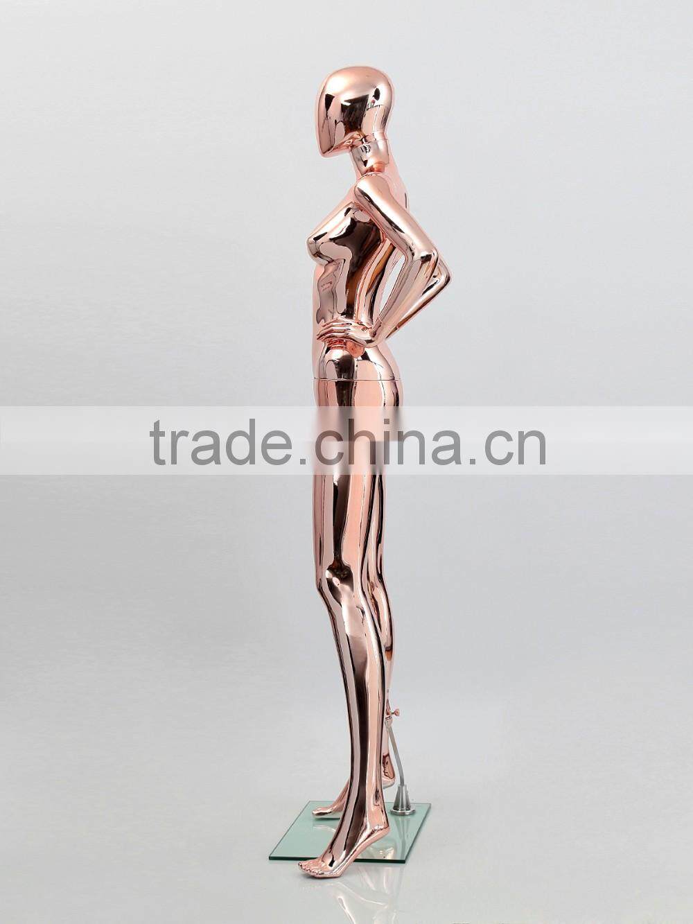 Abstract electroplate mannequin female full body plastic women mannequin M0022-DY16-G