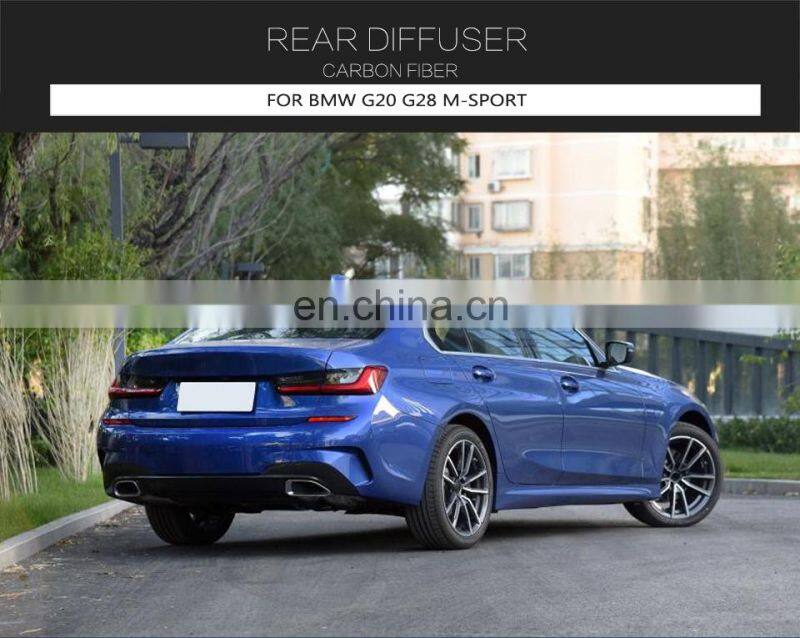 Carbon Fiber Rear Bumper Diffuser Spoiler Lip For BMW G20 G28 M-Sport Bumper 2019-2020 Rear Bumper Protector quad exhaust