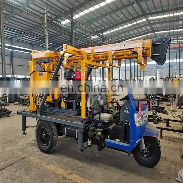 200m depth water well drilling rig with tricycle move fast