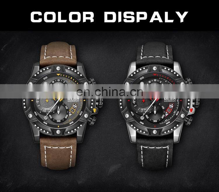 MEGIR 2130 Luxury Watches Online Fashionable Quartz Analogue Leather Band Waterproof Sport Men Wrist Watch