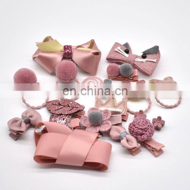 18 Pcs/Box Kids Children Accessories Hairpins Barrettes Baby Fabric Bow Flower Headwear Hair clips Girls Headdress