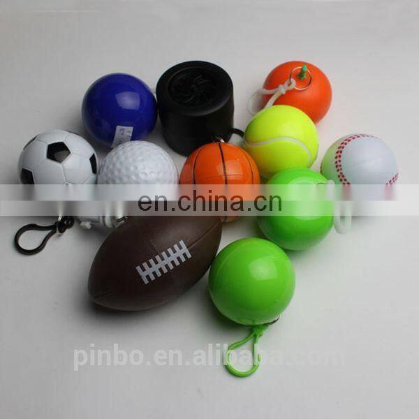 Plastic Emergency Rain Disposable Raincoat with Golf Ball and Keychain