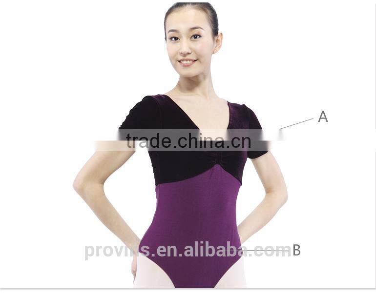 (2711) Short Sleeve Dance Leotard, Ballet Velvet Leotard, Green Velvet Leotard