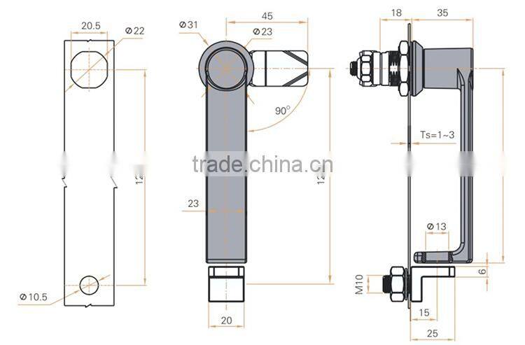 CE RoHS 2015 FEILEI MS868 China factory black powder zinc alloy cabinet L handle lock with padlock device
