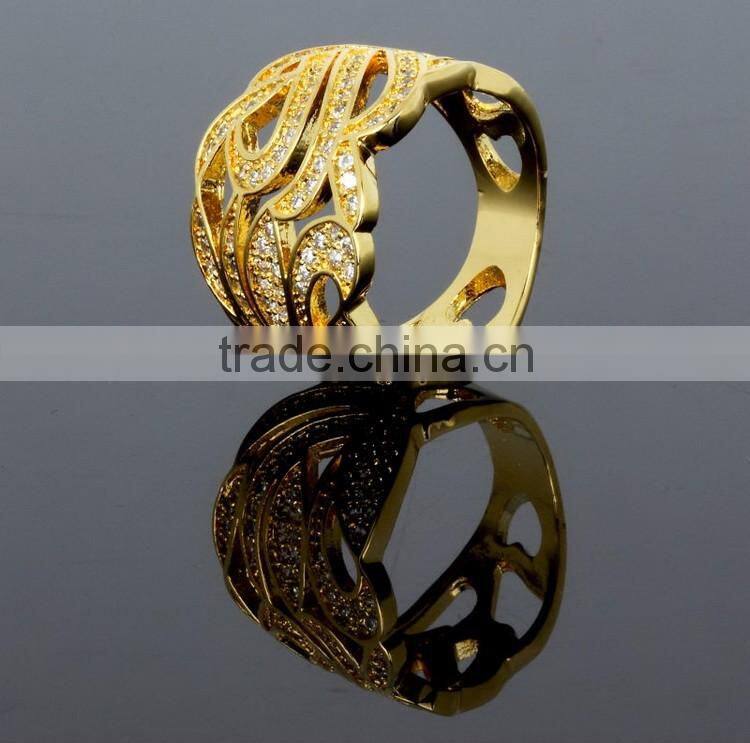 Latest Design Party Dress Cubic Zirconia Chunky Big Size Women Gold Wedding Ring