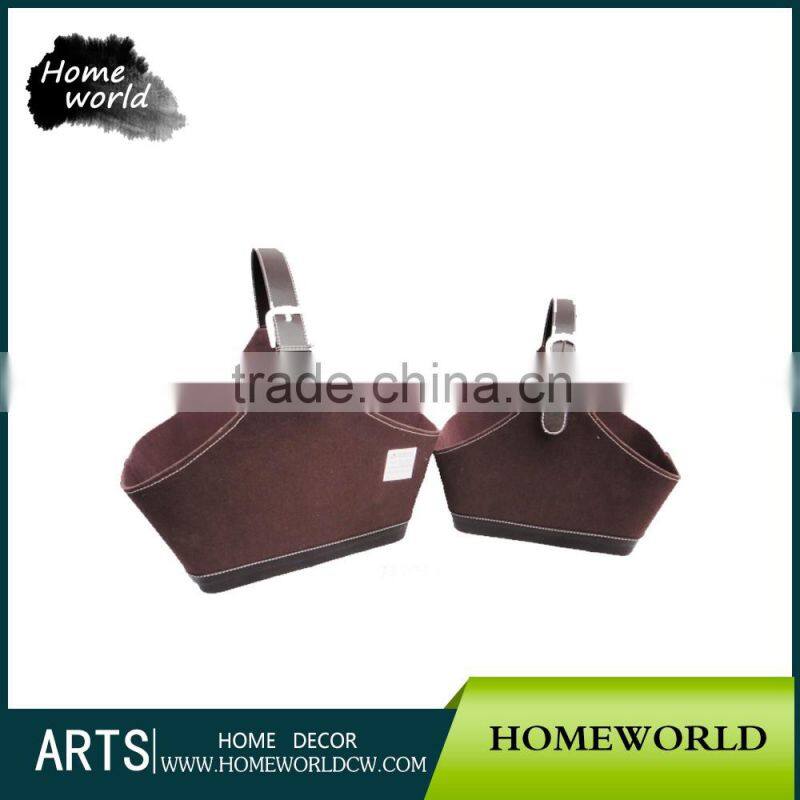 Red Color Lattice Stitching Crocodile Magazine Leather Kitchen Storage Basket