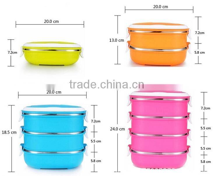 Double wall thermal lunch box 3 Layer Rectagular Shape