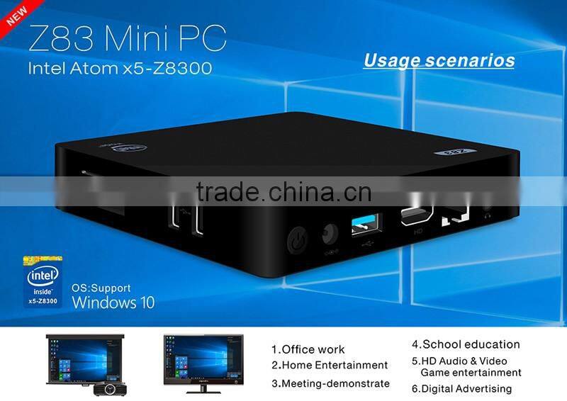 new hot seller Z83 mini pc 2GB/32GB hd tv box 1000Mbps LAN Bluetooth BT 4.0 support IEEE 802.11a/b/g/n