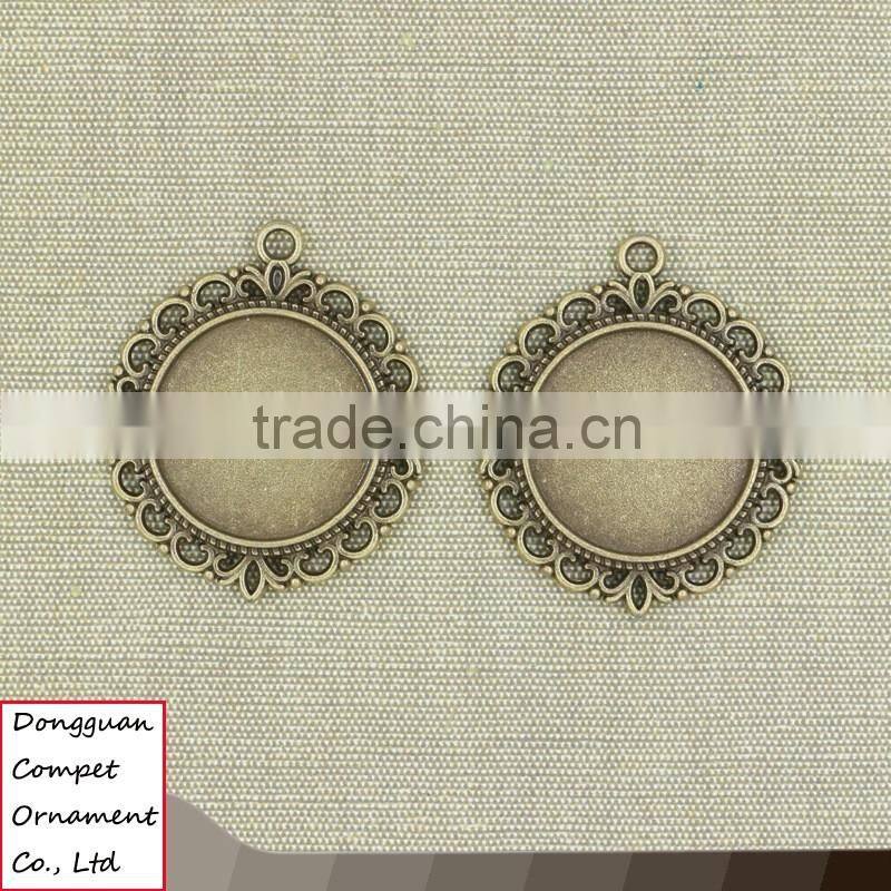 Time gem circular Fine lace pattern diy zinc alloy round pendant