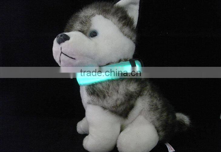 Pure Color Double Side Exposure Flat Optical Fibre Led Pet Dog Collar