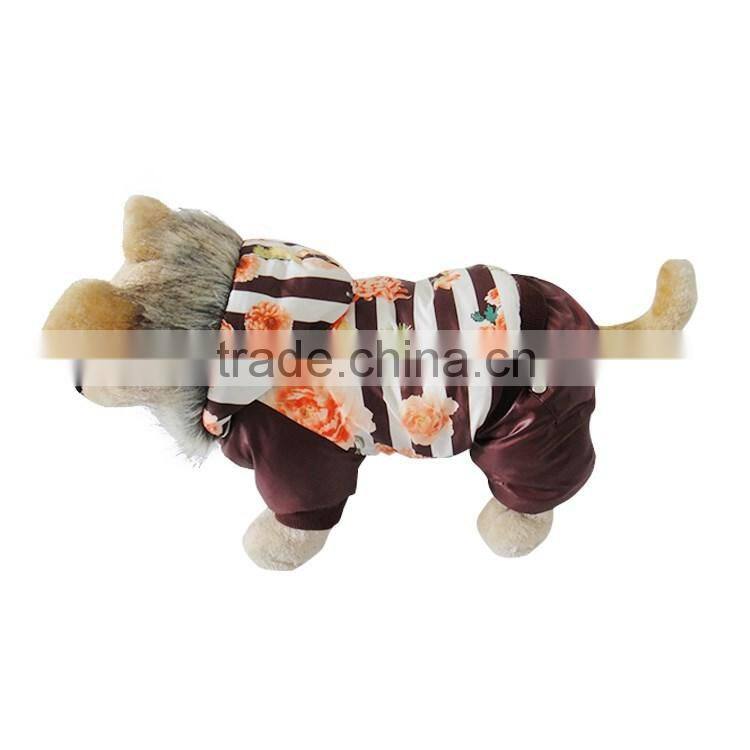 Luxury fur flower cotton coffee dog clothes