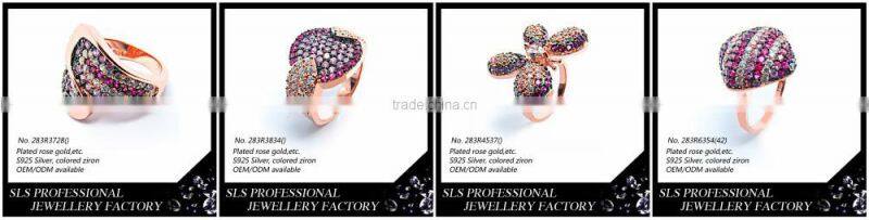 Beautiful lady's ring rose gold plating with colorful zircon indian bridal costume jewellery -SLS