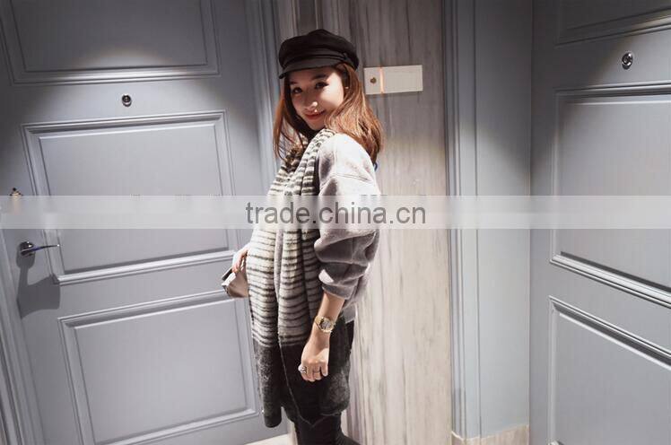 New Arrvial Winter Fashion Woman Long Striped Wool Knitted Scarf