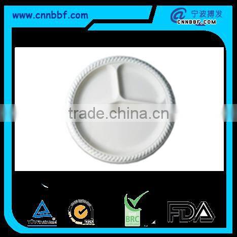10inch 3 compartment round plates biodegradable corn starch material