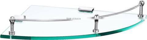 Stainless steel corner glass shelf, bathroom glass shelf