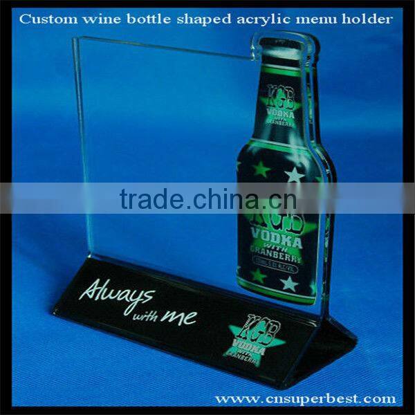 Custom bottle shape acrylic menu holder