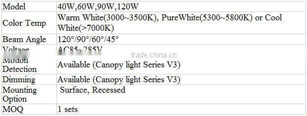 LED Light Manufacturer Gas Station LED Canopy Light for Petrol Stations or Gas Station with CE ROHS PSE