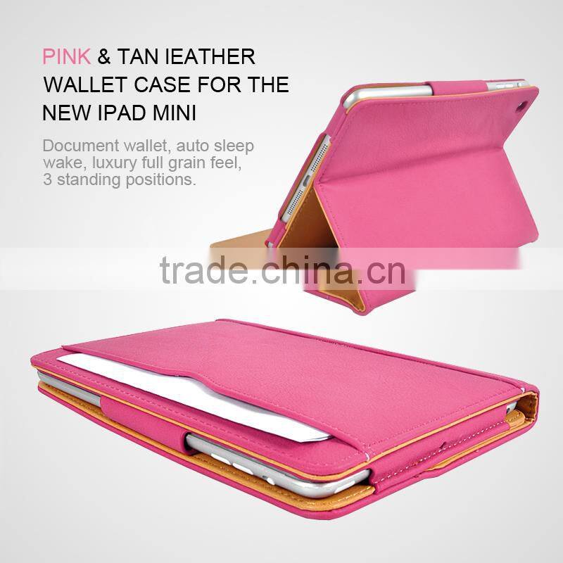 High Quality Tan Leather Case For Ipad Air 2 ipad 6 with Sleep Wake
