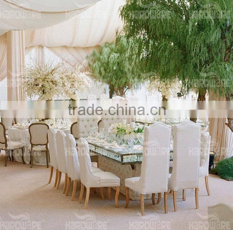 iron frame fabric base glass top square wedding banquet table