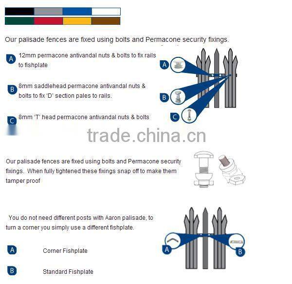 Red pvc coated palisade fence manufacturetrading