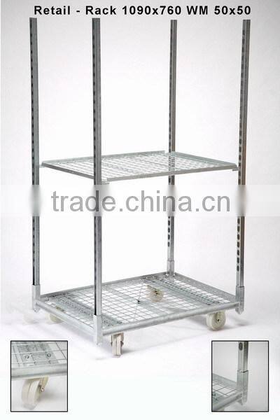 1090*760 wire mesh cart, metal flower rack, transporting trolley cart