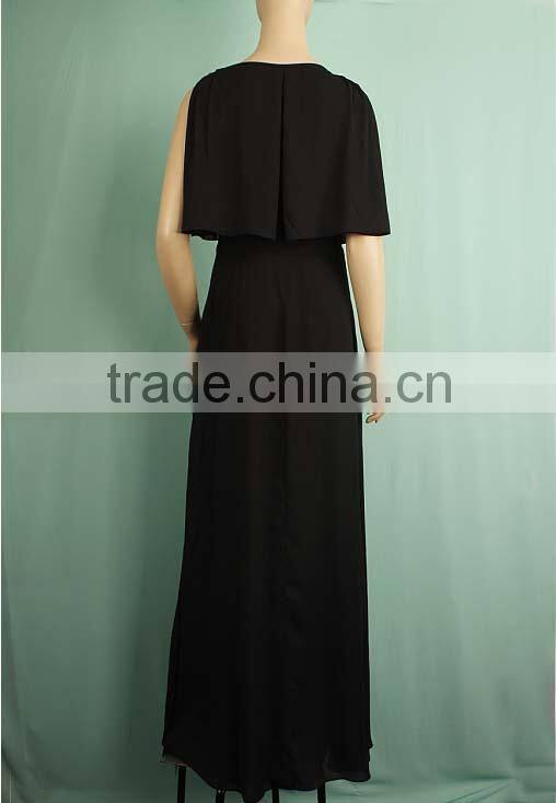 Evening party mature women designer ladies long black maxi dress sleeves WD150932790