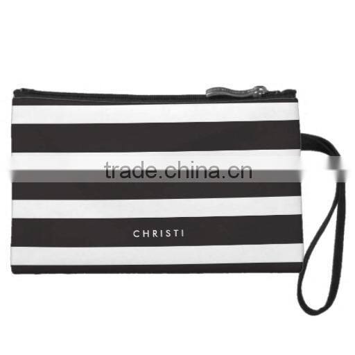 Custom Black & White Striped Makeup Bag