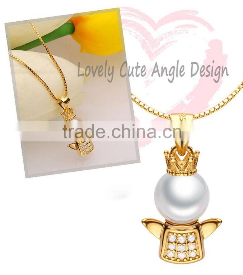 high quality perfect round freshwater pearl pendant