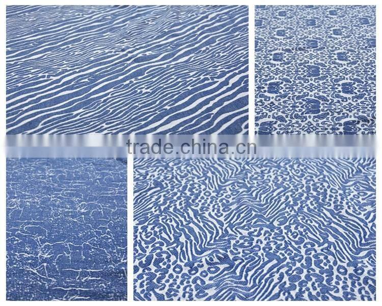 Jiufan Textile 2016 New Fashion Super Soft Rayon Polyester Spandex Denim Jacquard Knit Fabric For Ladies Dress