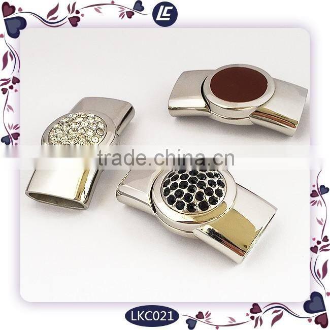 decorative crystal magnetic jewelry clasps for flat leather bracelets