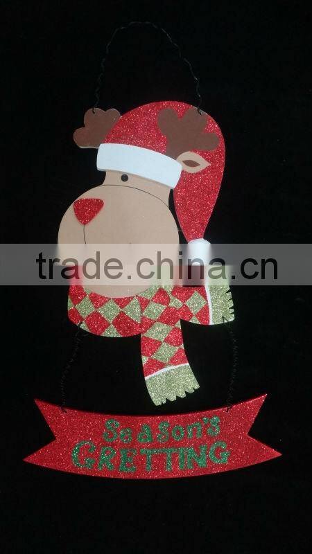 SANTA STOP HERE SIGN, SEASON'S GREETING BOARD DOOR DECOR ORNAMENT