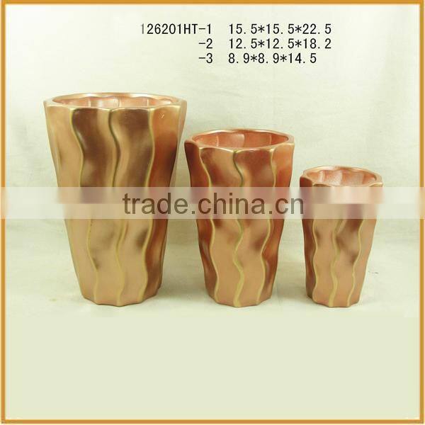 Handmade modern ceramic custom striped flower pot