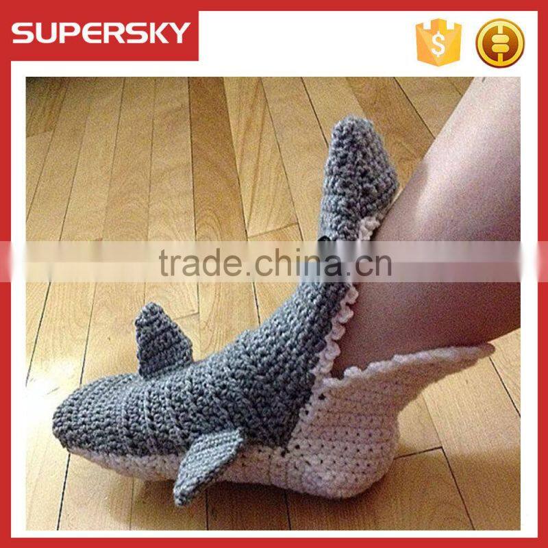 A-214 handmade wool socks slippers warm wool slipper socks shark crochert house slippers