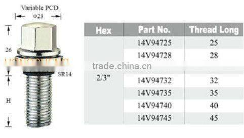 Hex 17mm with a sliding washer auto wheel bolt