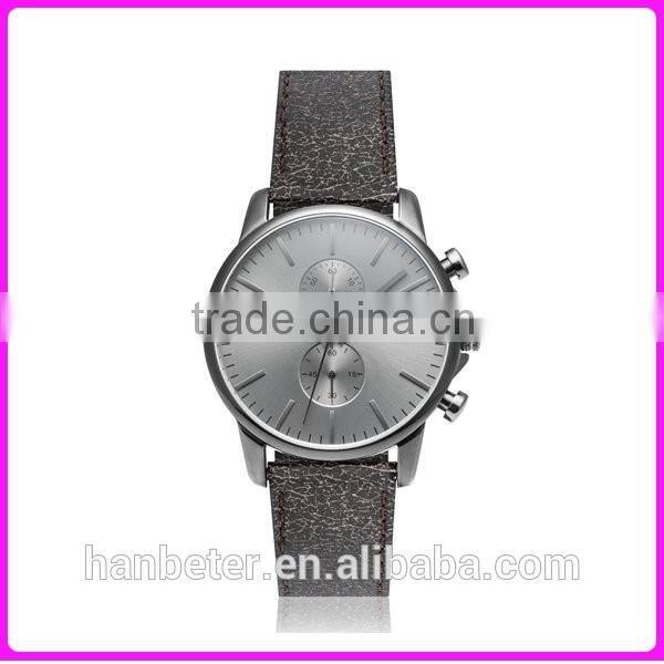 Vogue slim chronograph custom logo mens watches with calf leather strap