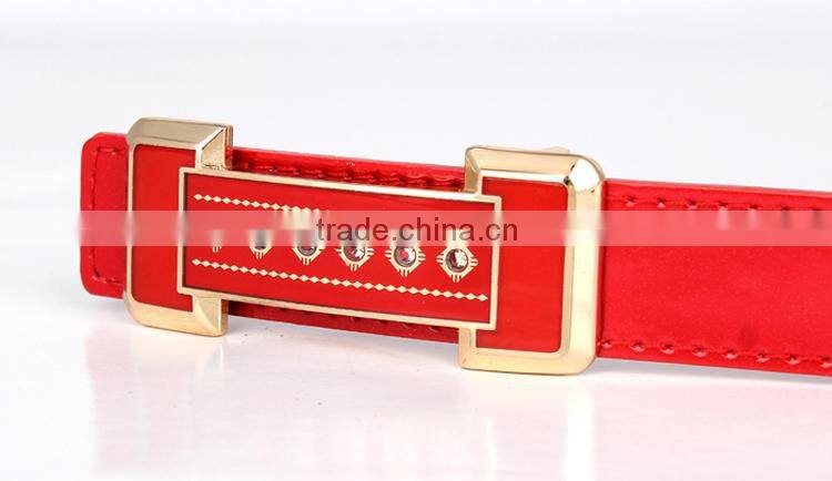 Womens Flower Alloy Buckle Leather Waist Belt