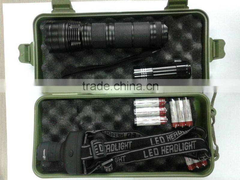 Tactical PRO gear Q5 Cree 5 Watt LED Tactical flashlight, 9 LED flashlight and 1 watt LED headlamp