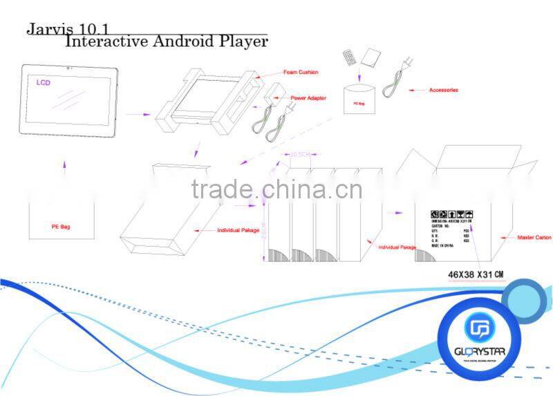 10 inch advertising business LCD digital Android touch display player