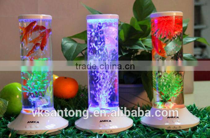 Voice Control LED Pretty Fish Tank Wireless Bluetooth Speaker with Radio