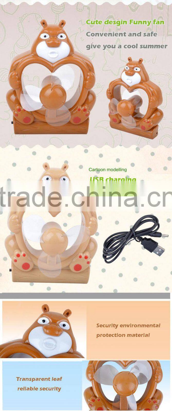 Cartoon bear design mini usb rechargeable electric table fan toys for sale