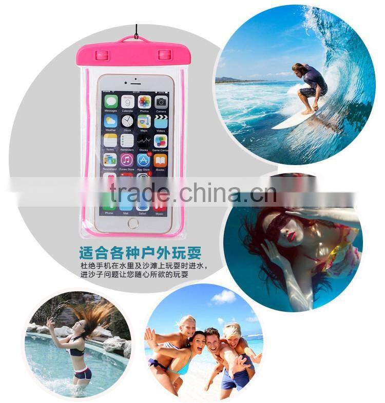 wholesale hot selling waterproof bag noctilucent mobile phone waterproof pouch