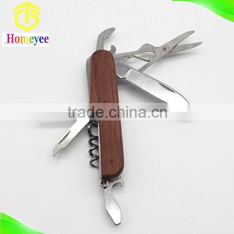 multifunction mini pocket knife with wood handle /small size wood handle knife