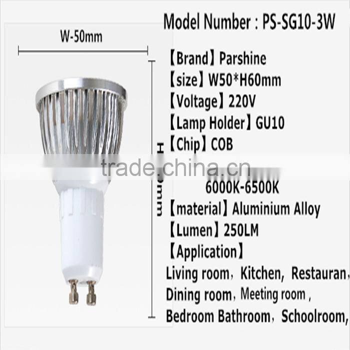 Latest technology gu10 led spotlight 180LM 220v led spot light 50mm gu10 led bulb