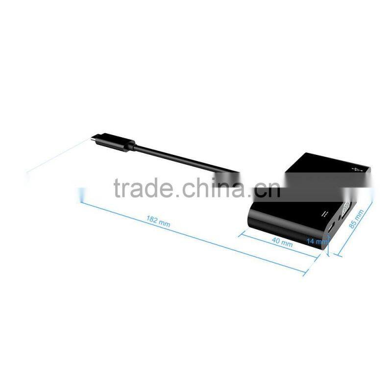2016 wholesale USB-C USB 3.1 Type C to VGA Projector & USB OTG & USB-C Female Charger Adapter for 12" New Mac book